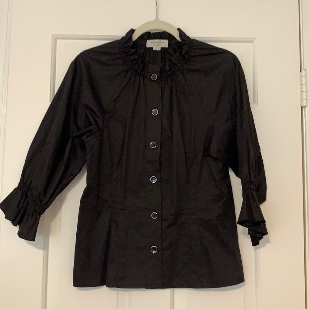 Adam Pluseve / Adam Lippe Black Ruffle Blouse